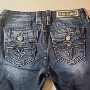 Rock Revival Alivia Mid Rise Skinnyn Blue Jeans In Size 28